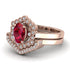 Honeycomb Halo Oval Ruby Bridal Set - Laura No. 11 image 3