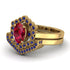 Honeycomb Halo Oval Ruby Bridal Set - Laura No. 70 image 3