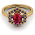 Honeycomb Halo Oval Ruby Ring - Laura No. 70 image 1