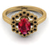 Honeycomb Halo Oval Ruby Ring - Laura No. 40 image 1
