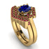 Honeycomb Halo Oval Sapphire Bridal Set - Laura No. 58 image 1