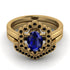Honeycomb Halo Oval Sapphire Bridal Set - Laura No. 43 image 2