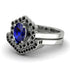 Honeycomb Halo Oval Sapphire Bridal Set - Laura No. 45 image 3