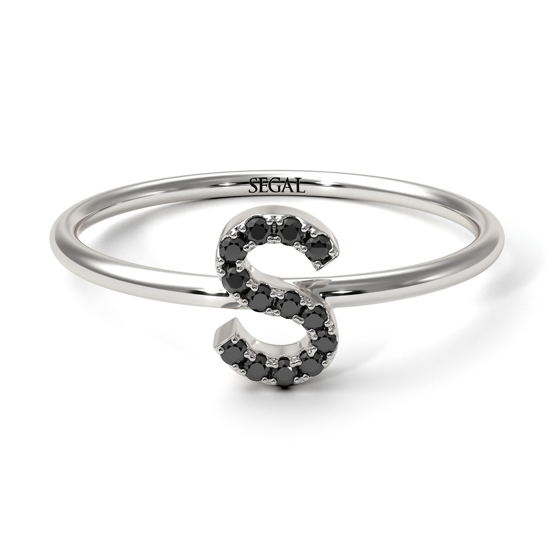 Initial Black Diamond Ring - Raegan No. 9
