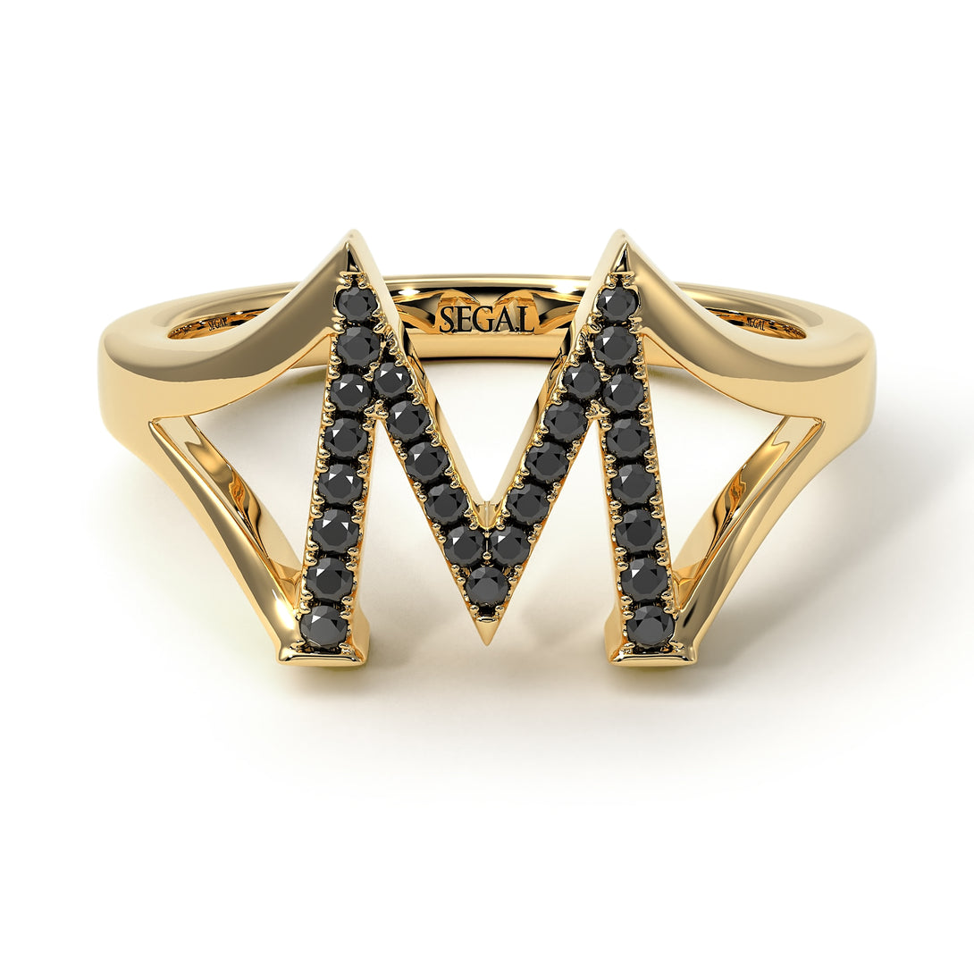 Black Diamond Initial M Ring