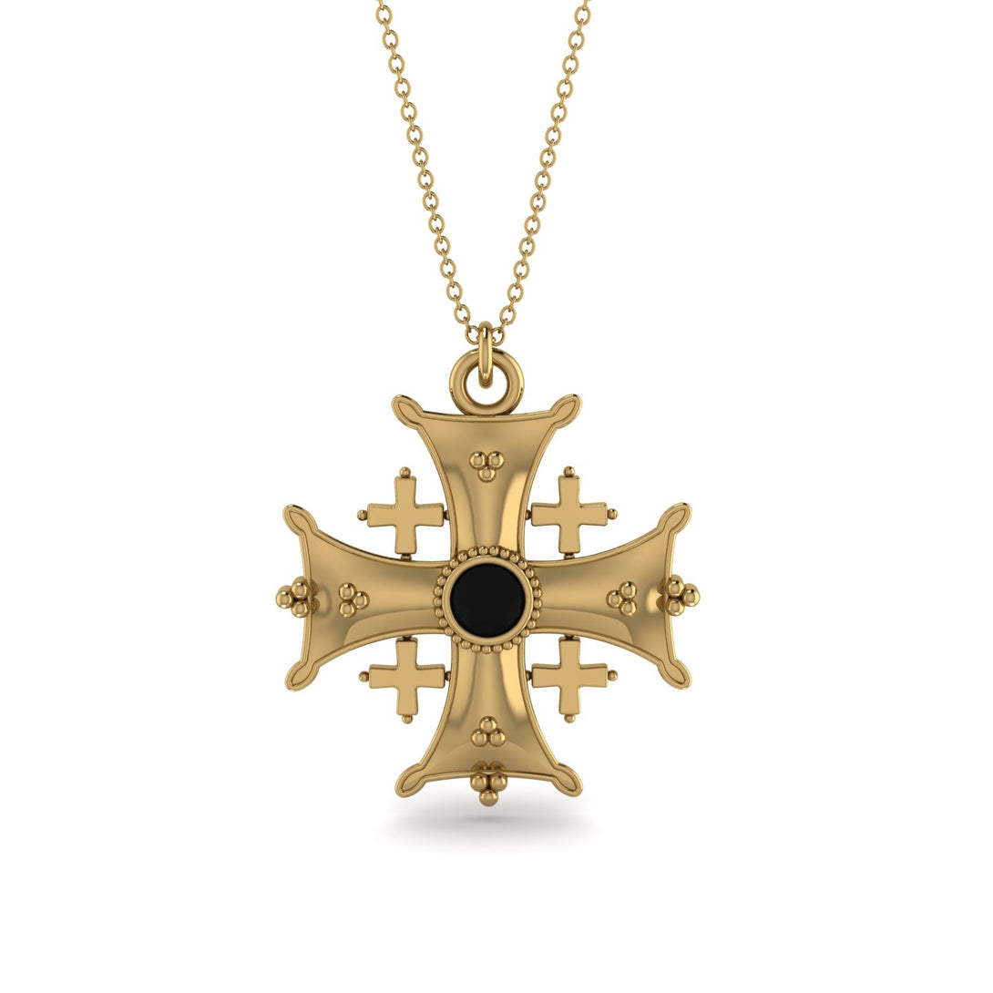 Jerusalem Black Diamond Cross Necklace - Elijah No. 7