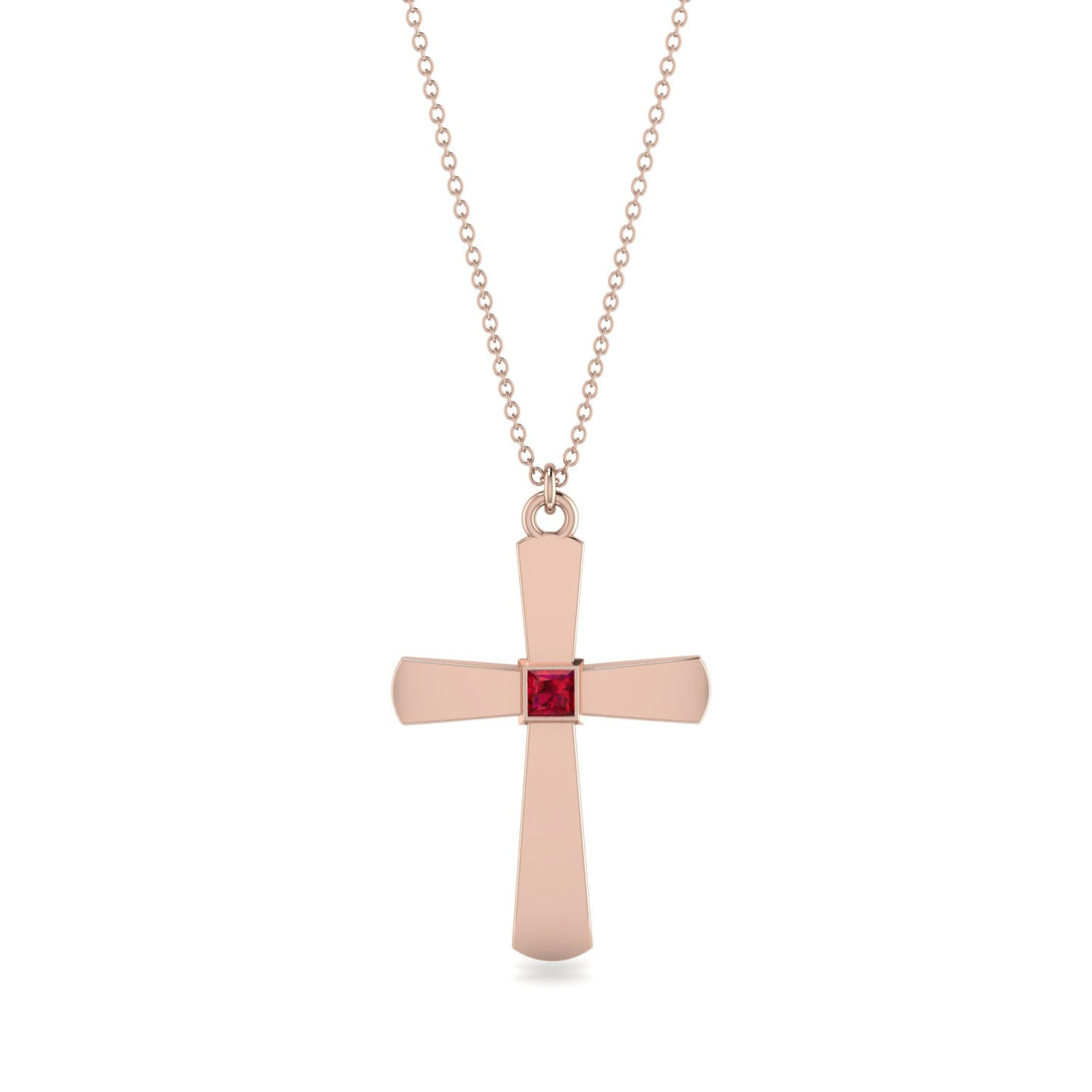 Latin Ruby Cross Necklace - Tobias No. 11
