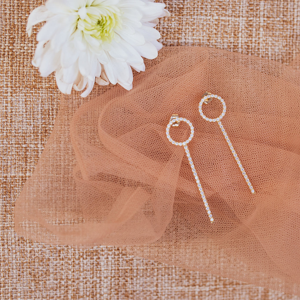 Hanging Circle Diamond Earrings - Lilah No. 1