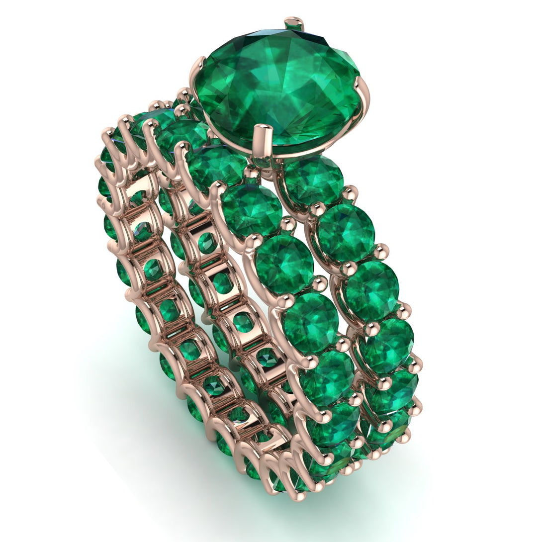 Fancy Emerald Bridal Set - Tessa No. 20