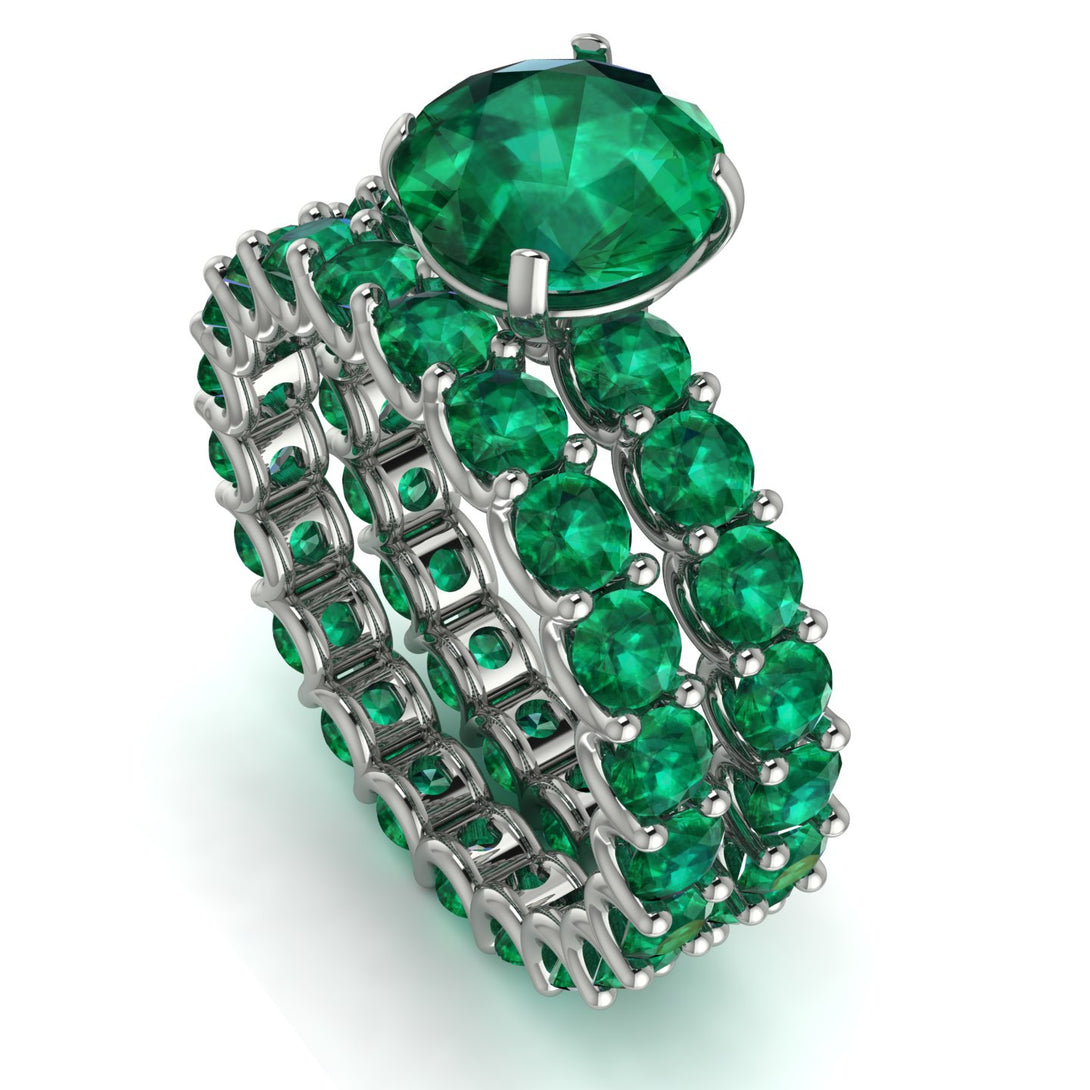 Fancy Emerald Bridal Set - Tessa No. 21