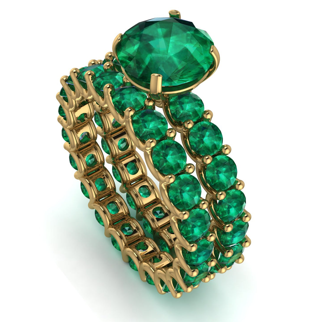 Fancy Emerald Bridal Set - Tessa No. 19