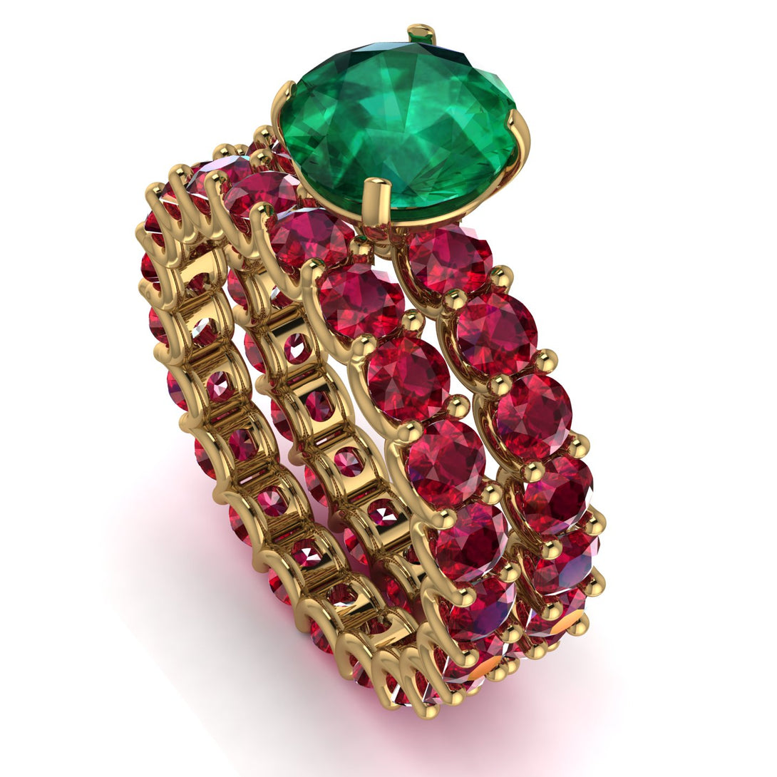 Fancy Emerald Bridal Set - Tessa No. 49