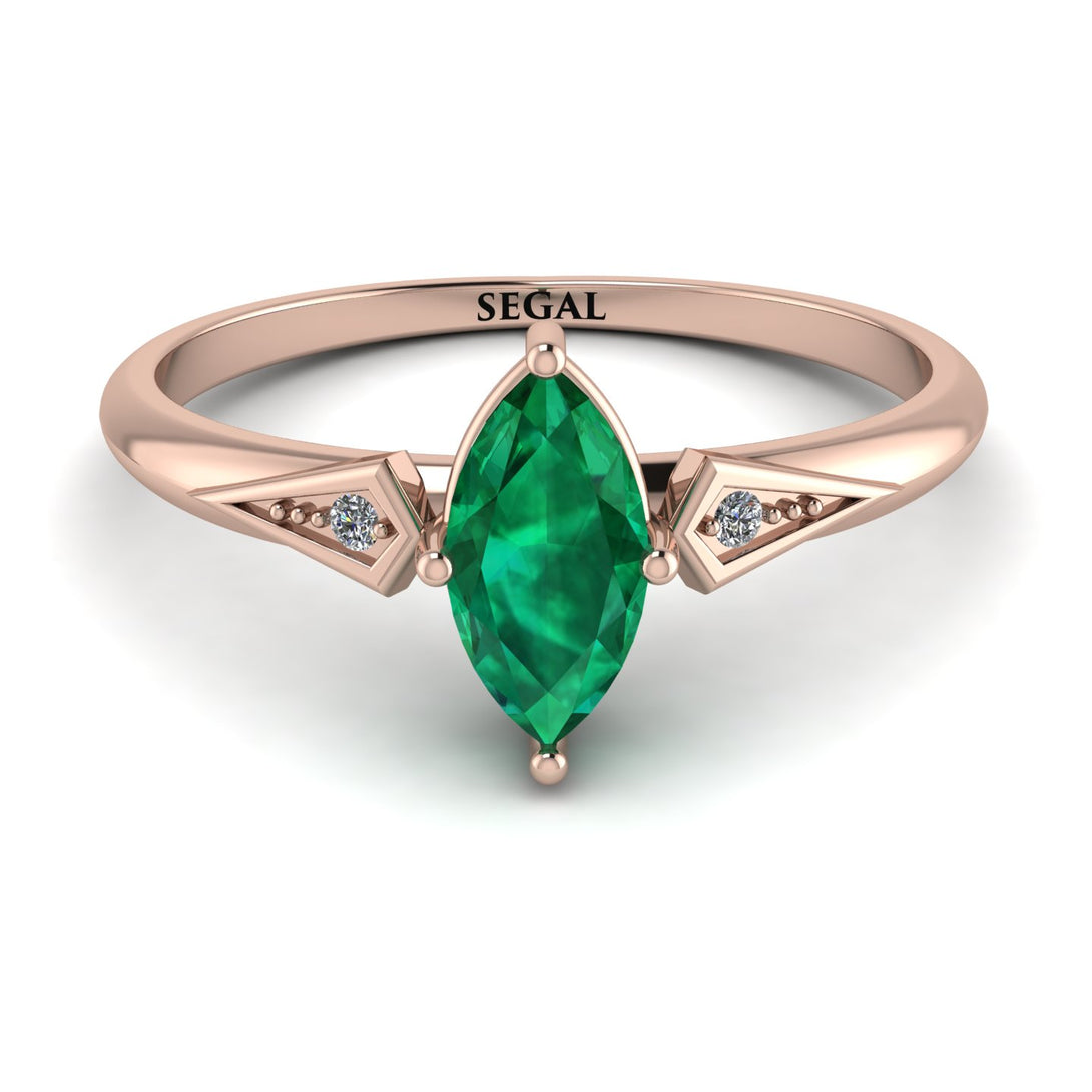 Marquise Emerald Geometrical Engagement Ring - Reese No. 5