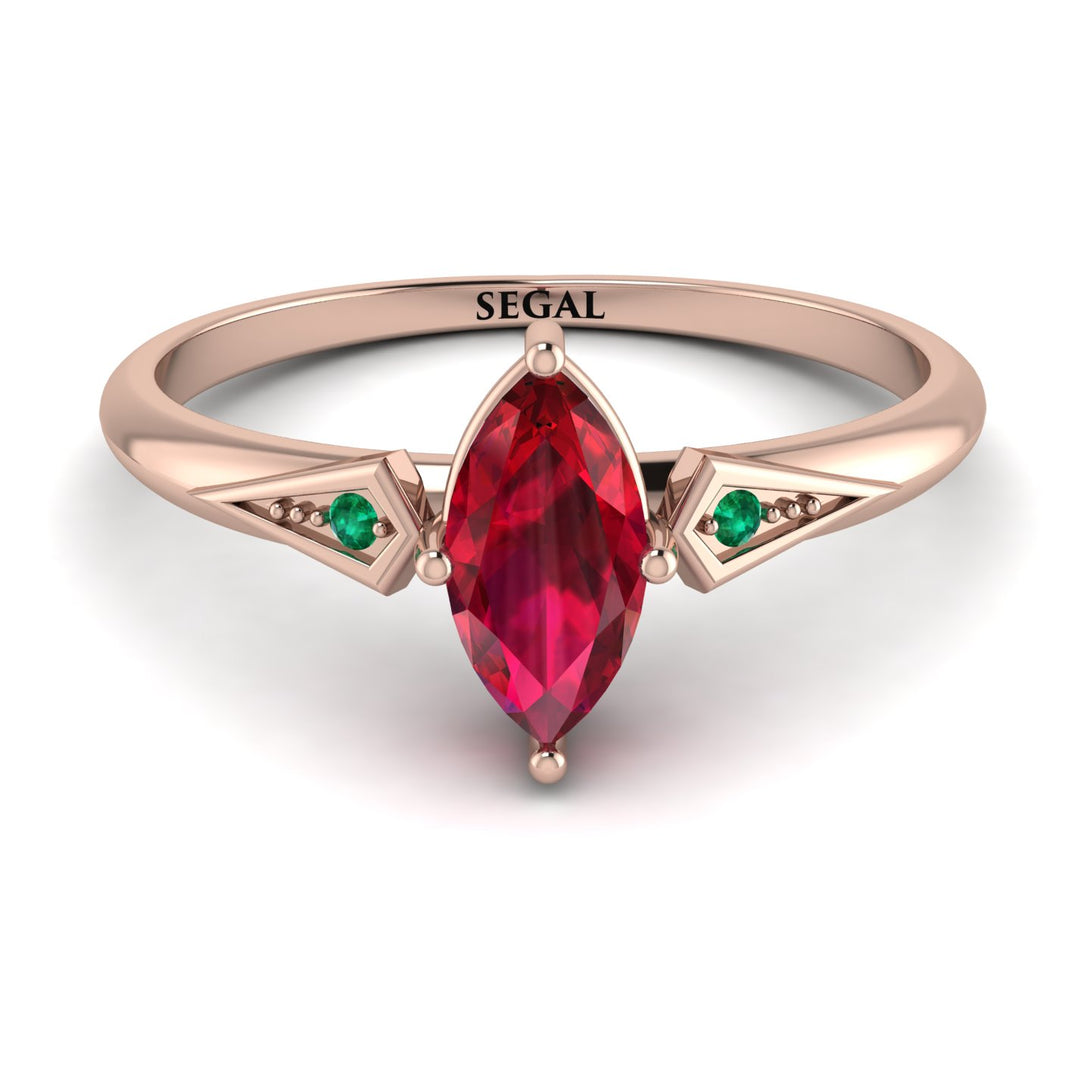 Marquise Ruby Geometrical Engagement Ring - Reese No. 26