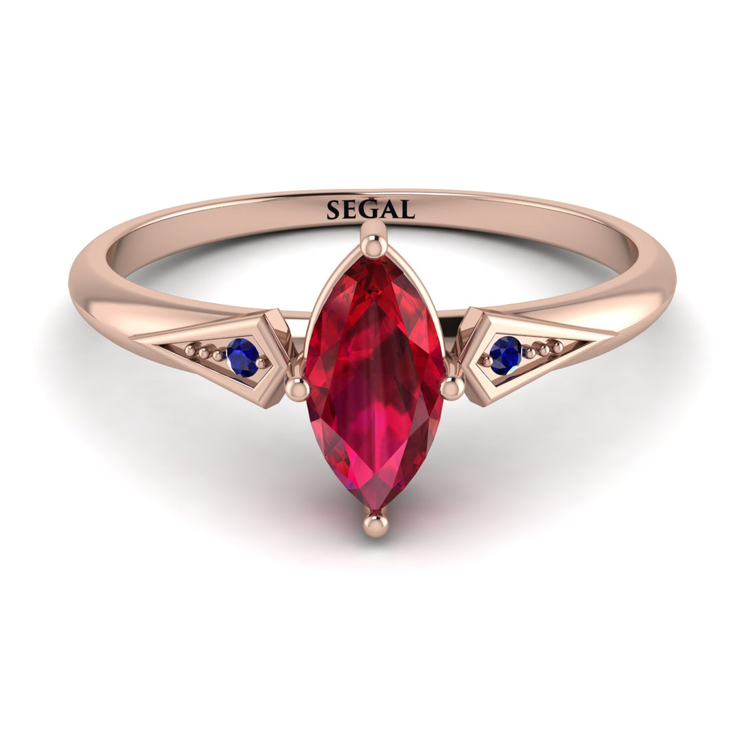 Marquise Ruby Geometrical Engagement Ring - Reese No. 71
