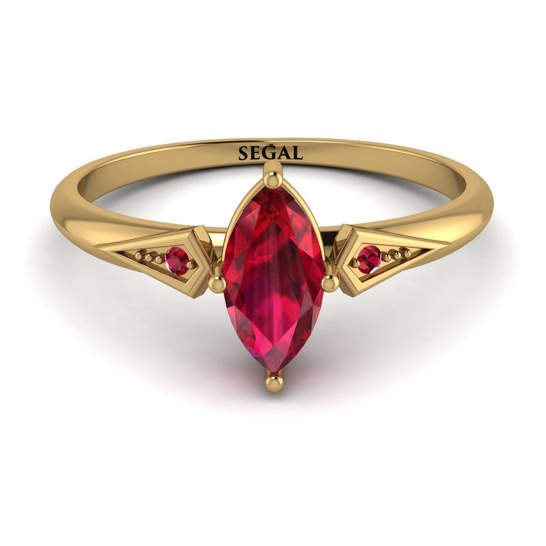 Marquise Ruby Geometrical Engagement Ring - Reese No. 55