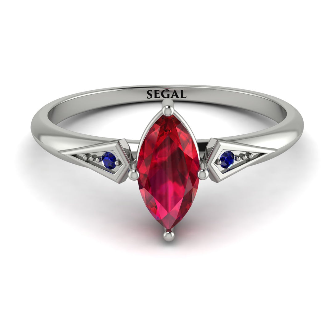 Marquise Ruby Geometrical Engagement Ring - Reese No. 72