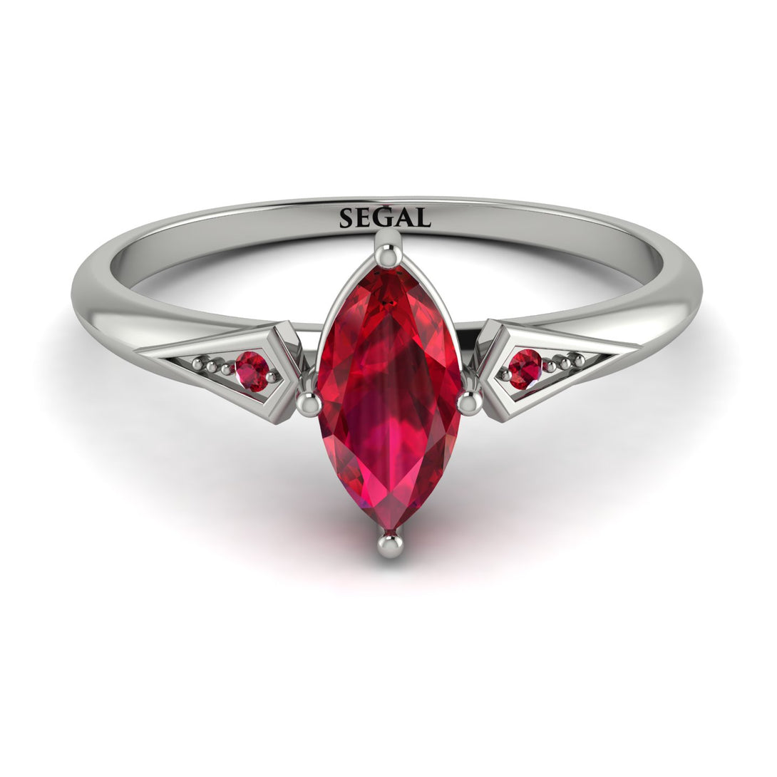 Marquise Ruby Geometrical Engagement Ring - Reese No. 57