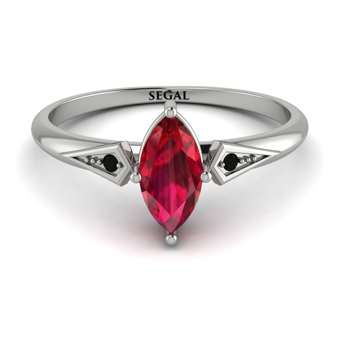 Marquise Ruby Geometrical Engagement Ring - Reese No. 42