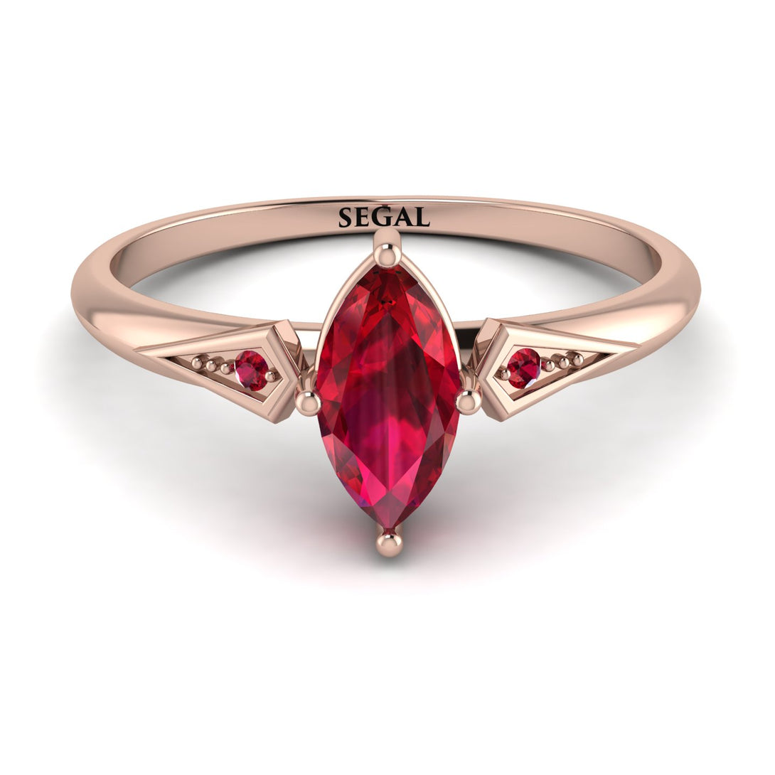 Marquise Ruby Geometrical Engagement Ring - Reese No. 56
