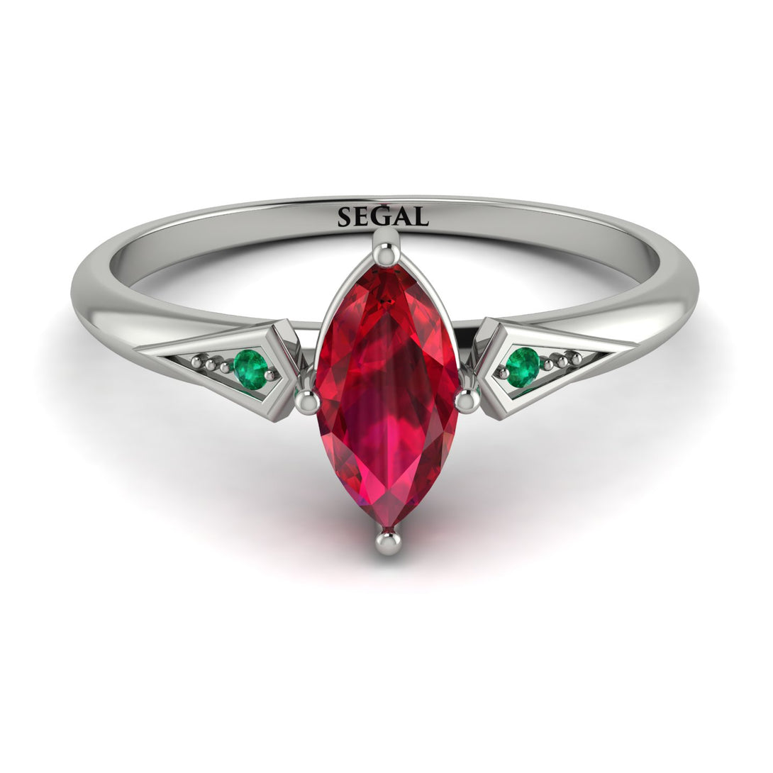 Marquise Ruby Geometrical Engagement Ring - Reese No. 27