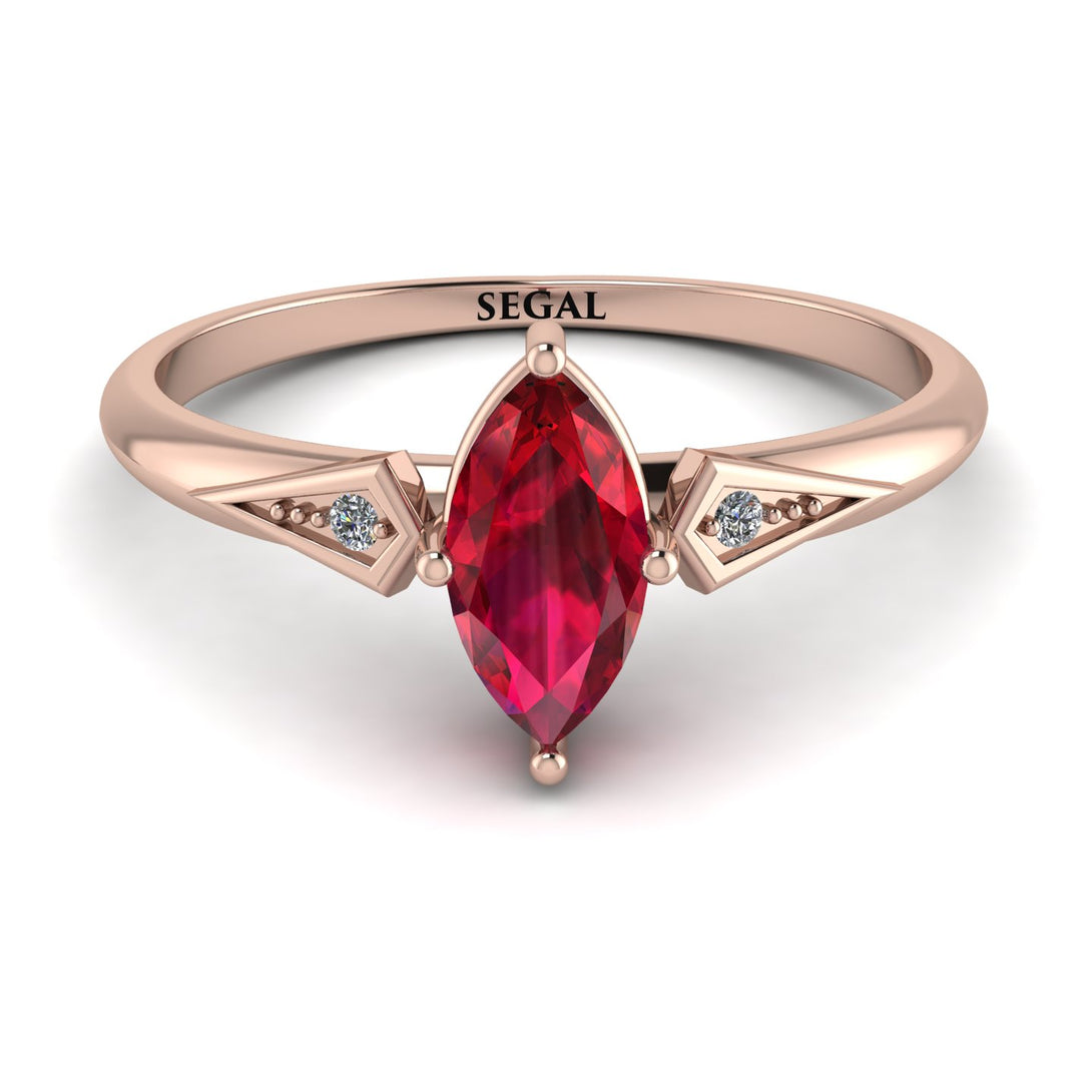 Marquise Ruby Geometrical Engagement Ring - Reese No. 11
