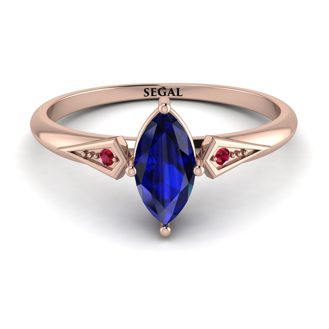 Marquise Sapphire Geometrical Engagement Ring - Reese No. 59