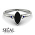 Marquise Black Diamond Geometrical Engagement Ring - Reese No. 69 image 10