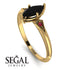 Marquise Black Diamond Geometrical Engagement Ring - Reese No. 52 image 3