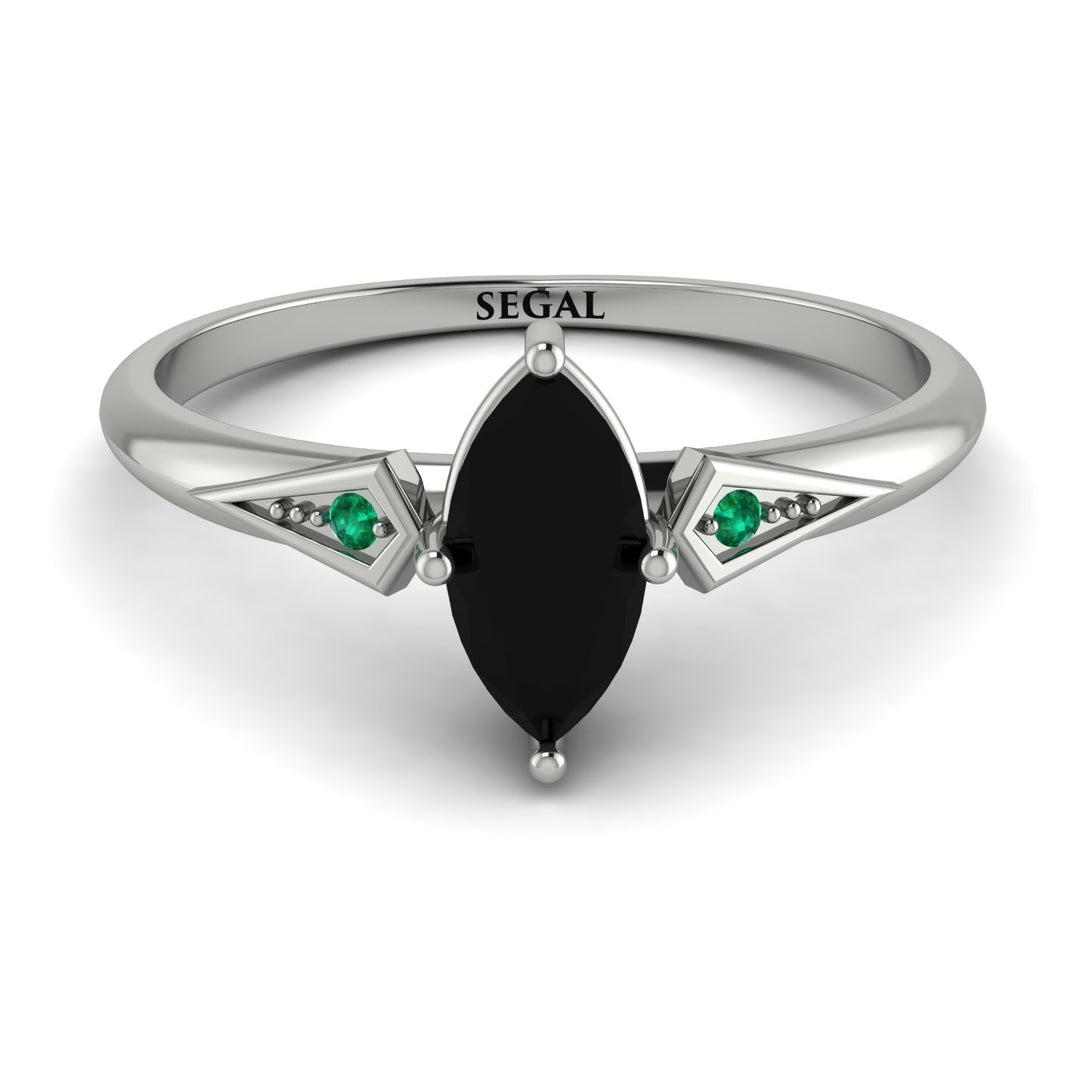Marquise Black Diamond Geometrical Engagement Ring - Reese No. 24