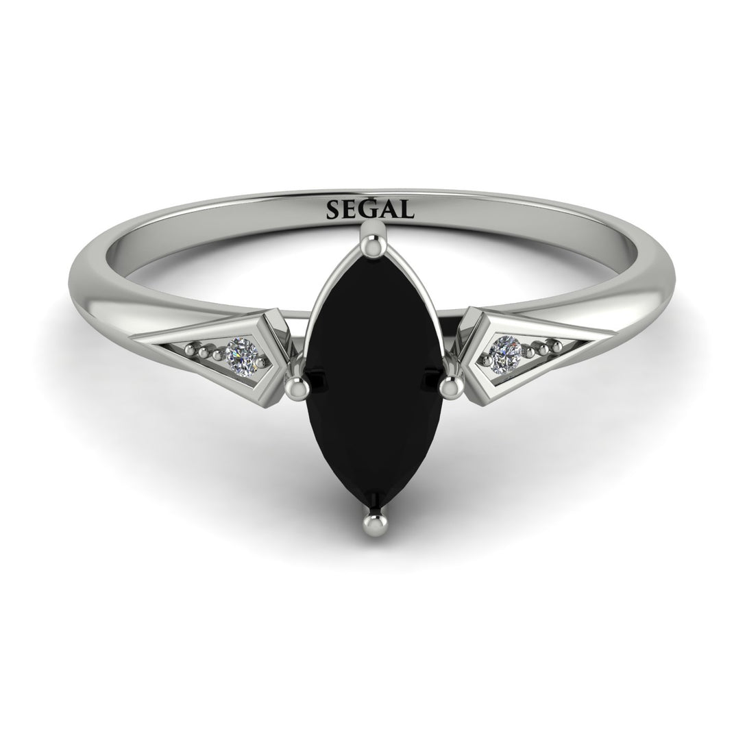 Marquise Black Diamond Geometrical Engagement Ring - Reese No. 9