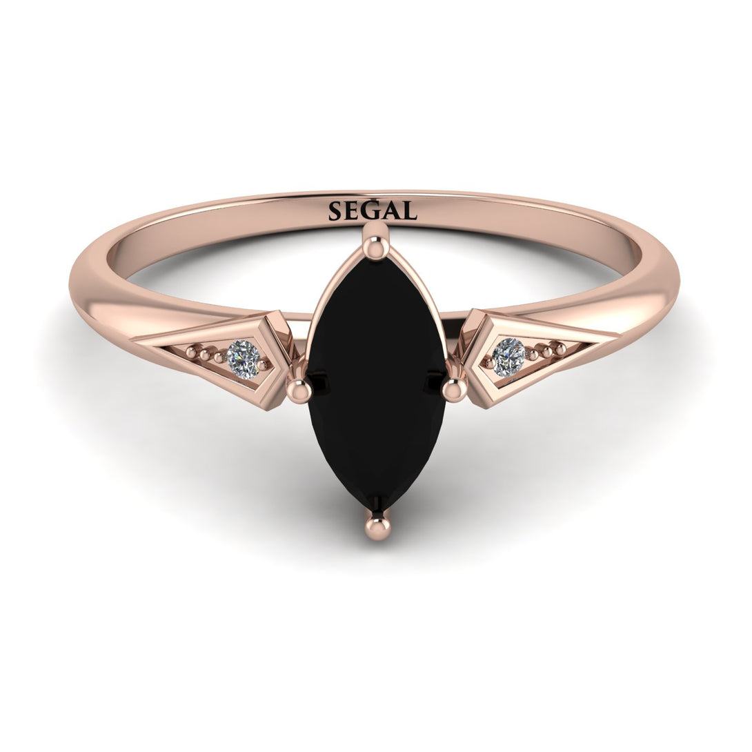 Marquise Black Diamond Geometrical Engagement Ring - Reese No. 8
