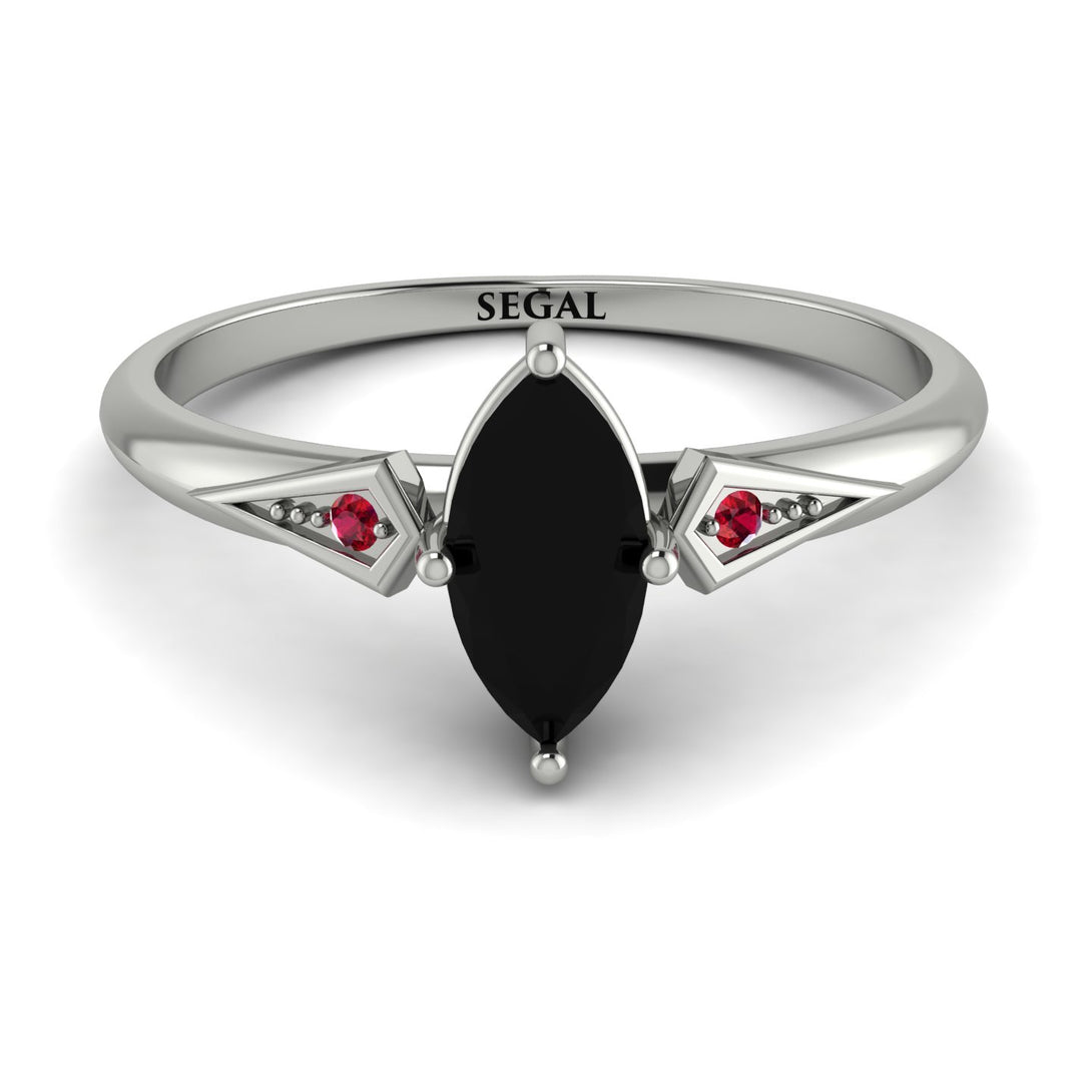 Marquise Black Diamond Geometrical Engagement Ring - Reese No. 54