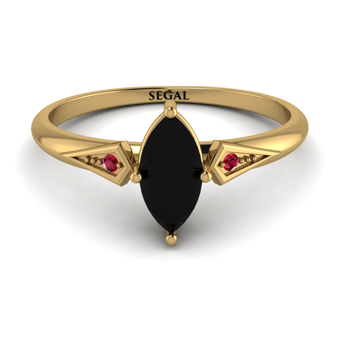 Marquise Black Diamond Geometrical Engagement Ring - Reese No. 52