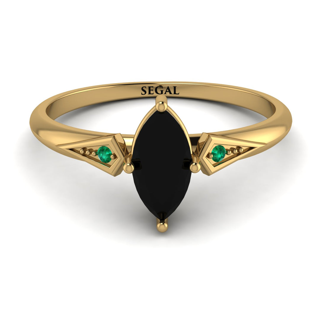 Marquise Black Diamond Geometrical Engagement Ring - Reese No. 22