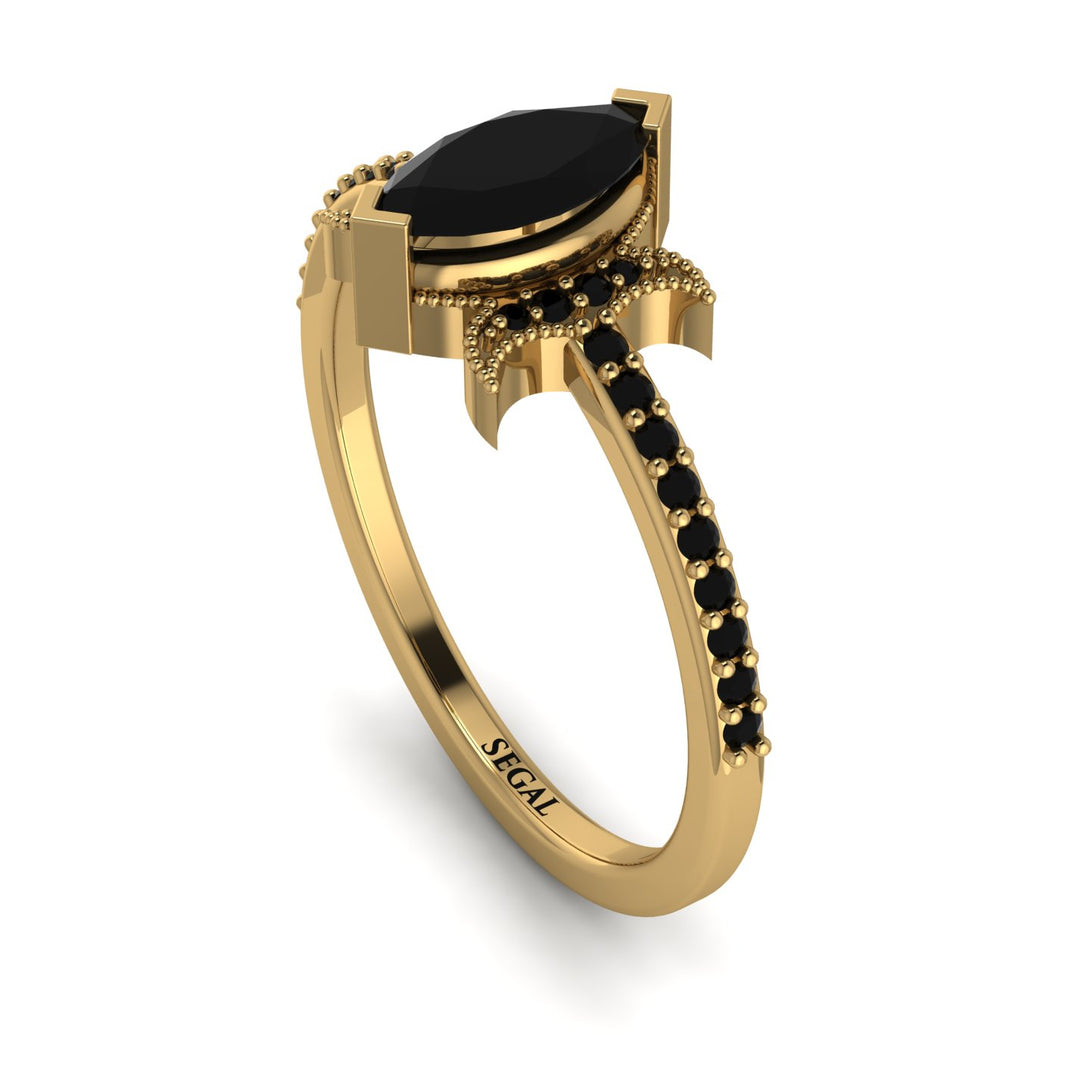 Marquise Cut Black Diamond Pave Ring - Kathleen No. 37