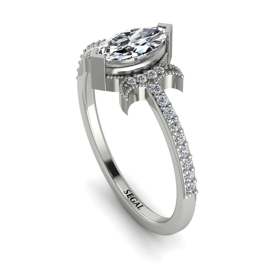 Marquise Cut Diamond Pave Ring - Kathleen No. 3