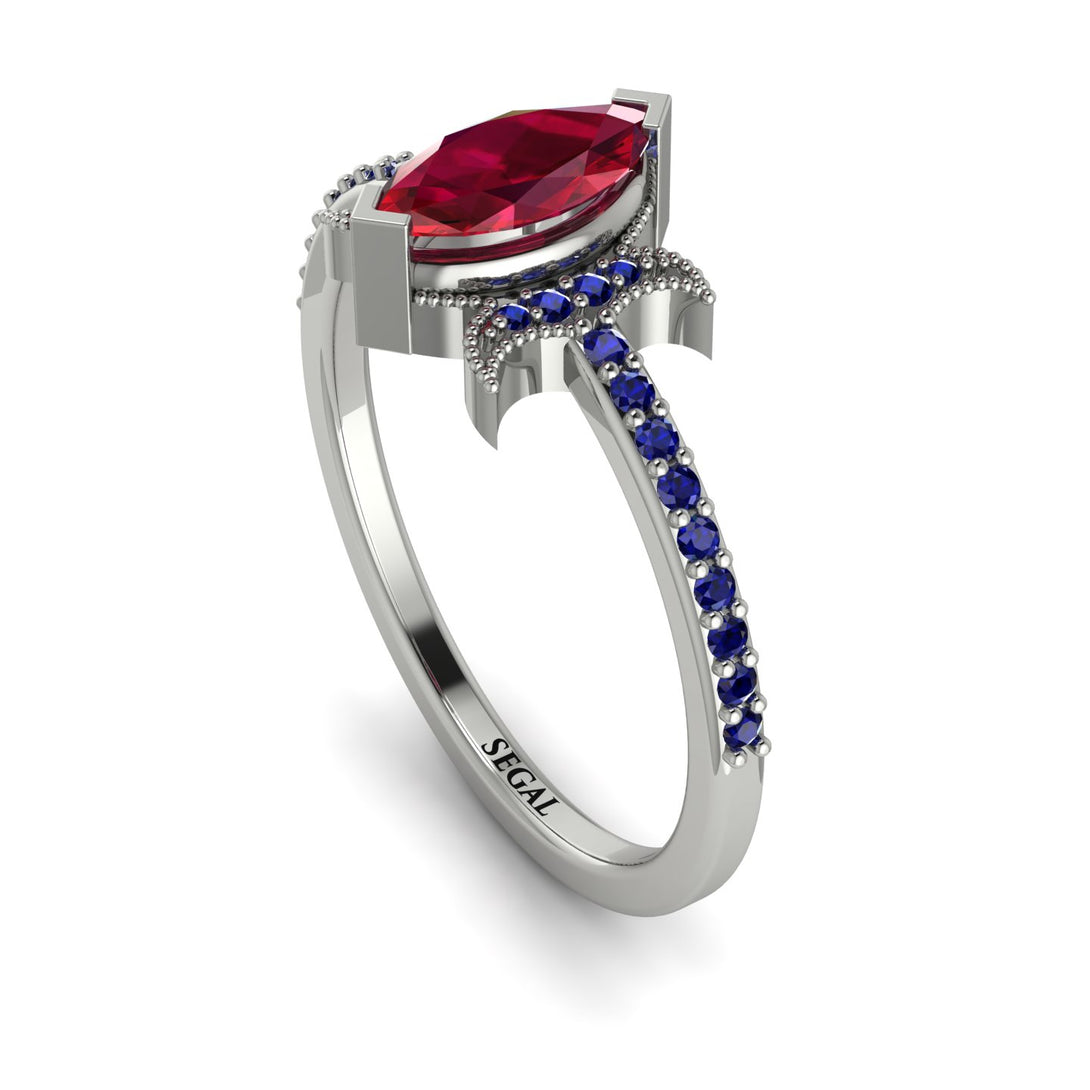 Marquise Cut Ruby Pave Ring - Kathleen No. 72