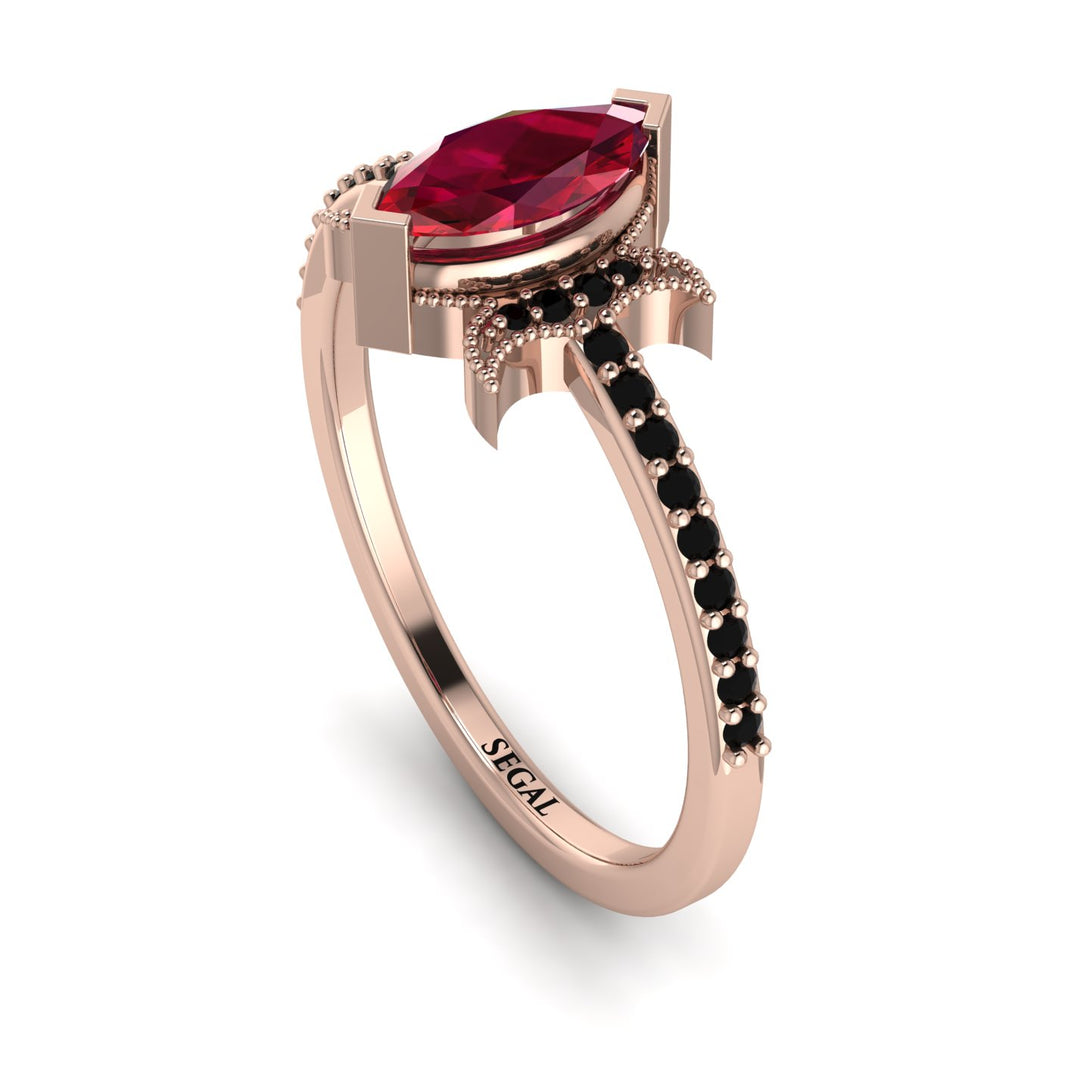 Marquise Cut Ruby Pave Ring - Kathleen No. 41