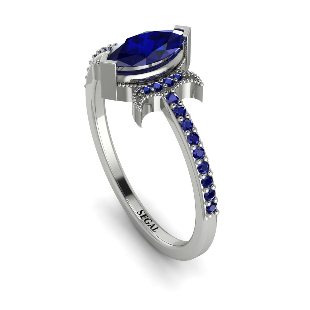 Marquise Cut Sapphire Pave Ring - Kathleen No. 75