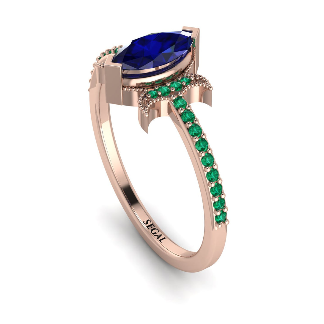 Marquise Cut Sapphire Pave Ring - Kathleen No. 29