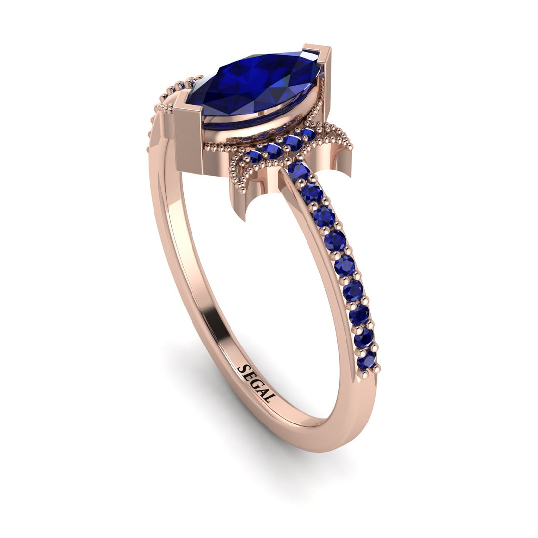 Marquise Cut Sapphire Pave Ring - Kathleen No. 74