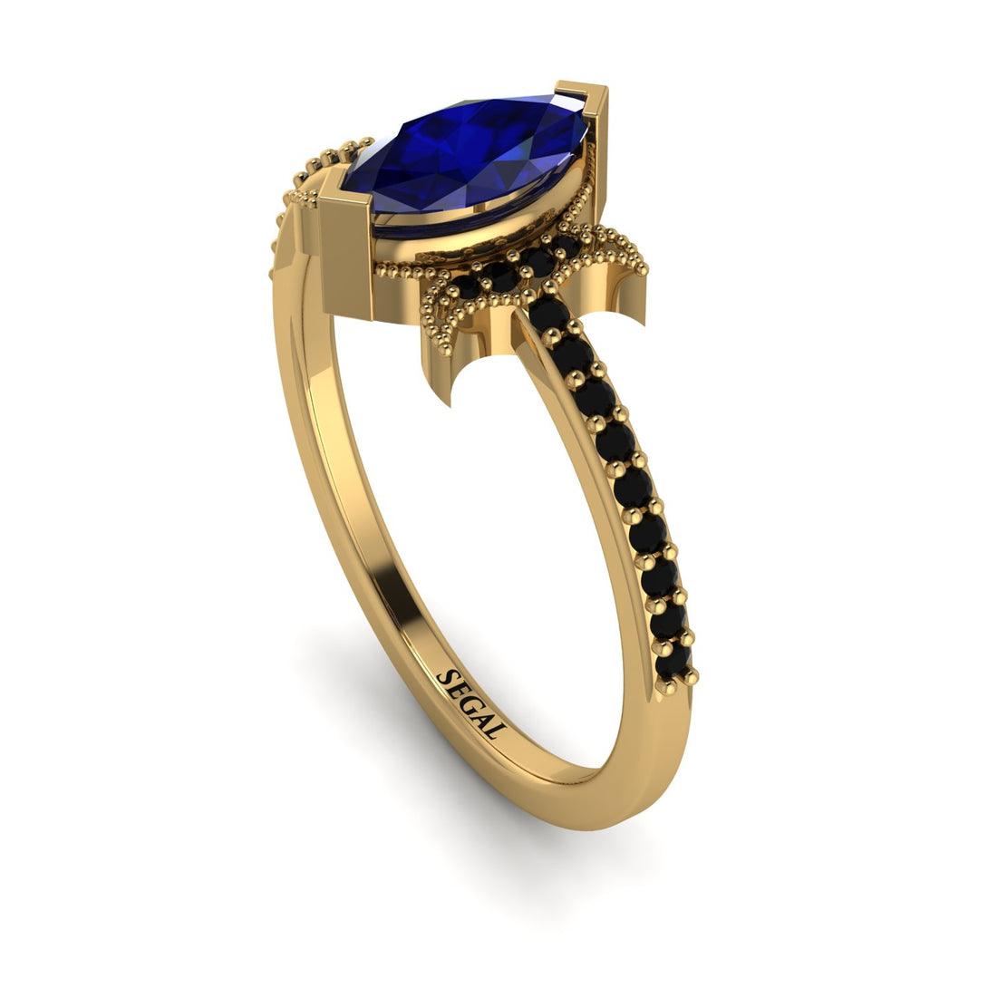 Marquise Cut Sapphire Pave Ring - Kathleen No. 43