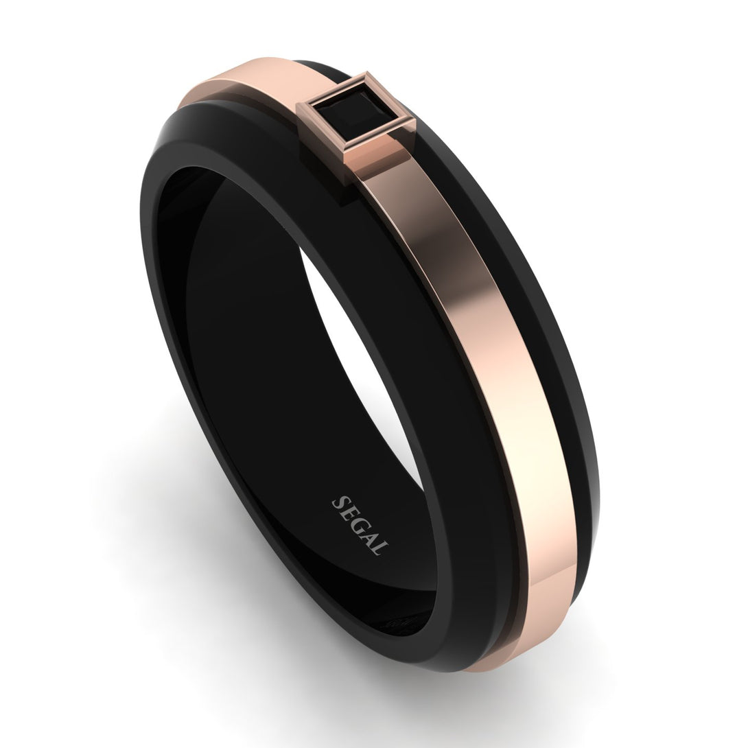 Men's Black Diamond Black Wedding Band - Edward No. 8