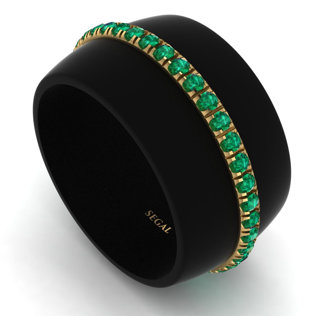 Men's Emerald Studded Wedding Band - Anthony No. 13
