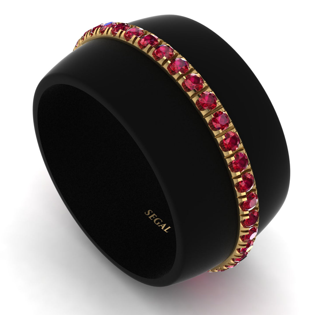 Men's Ruby Studded Wedding Band - Anthony No. 7
