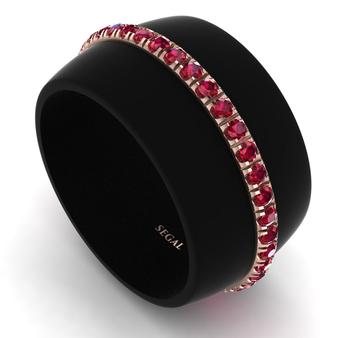 Men's Ruby Studded Wedding Band - Anthony No. 8