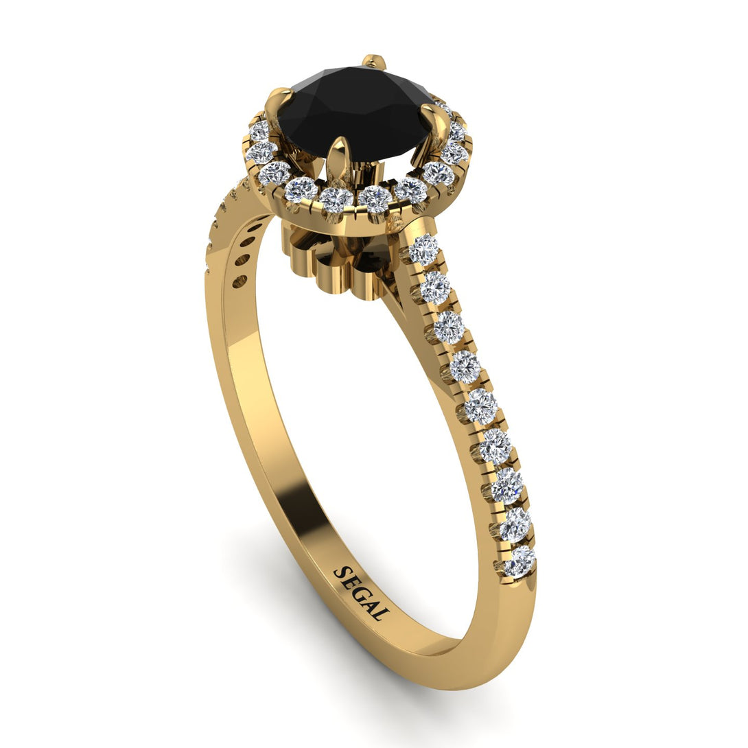Milgrain Halo Black Diamond Ring - Betty No. 7