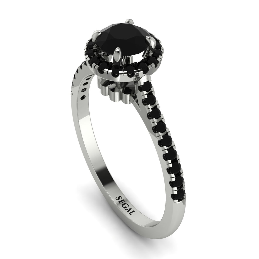 Milgrain Halo Black Diamond Ring - Betty No. 39