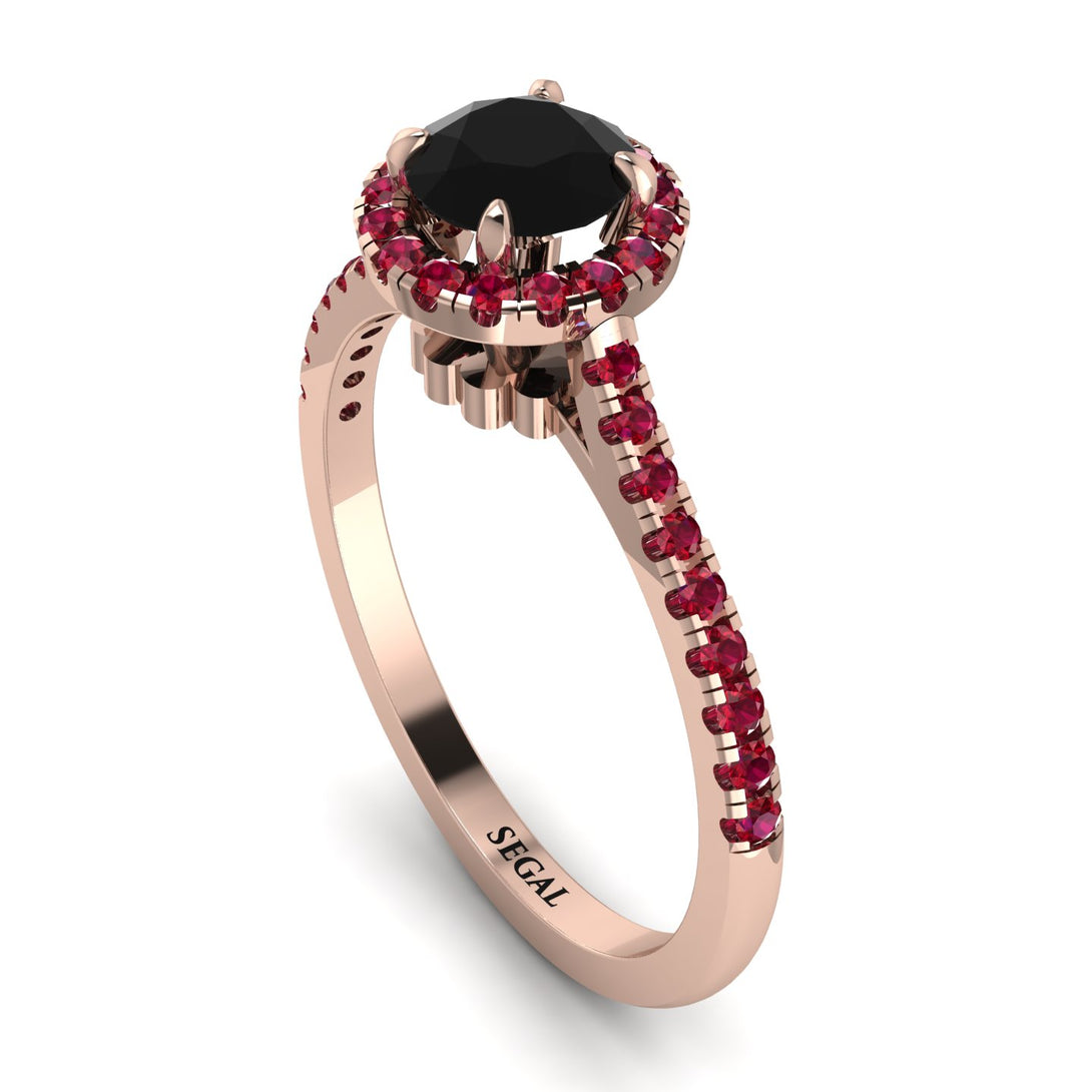 Milgrain Halo Black Diamond Ring - Betty No. 53